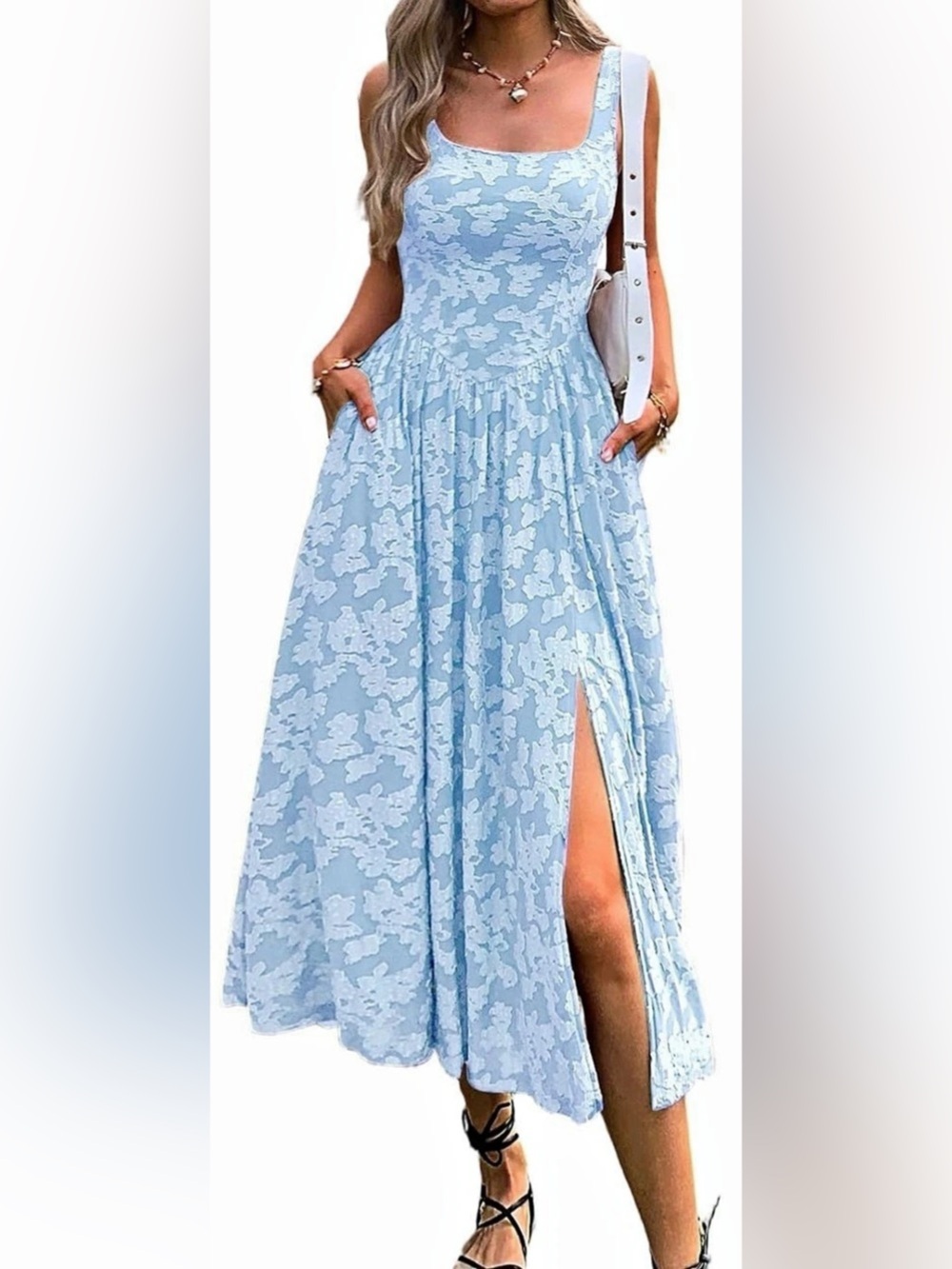 Milazom Floral Maxi Dress in Blue NWT